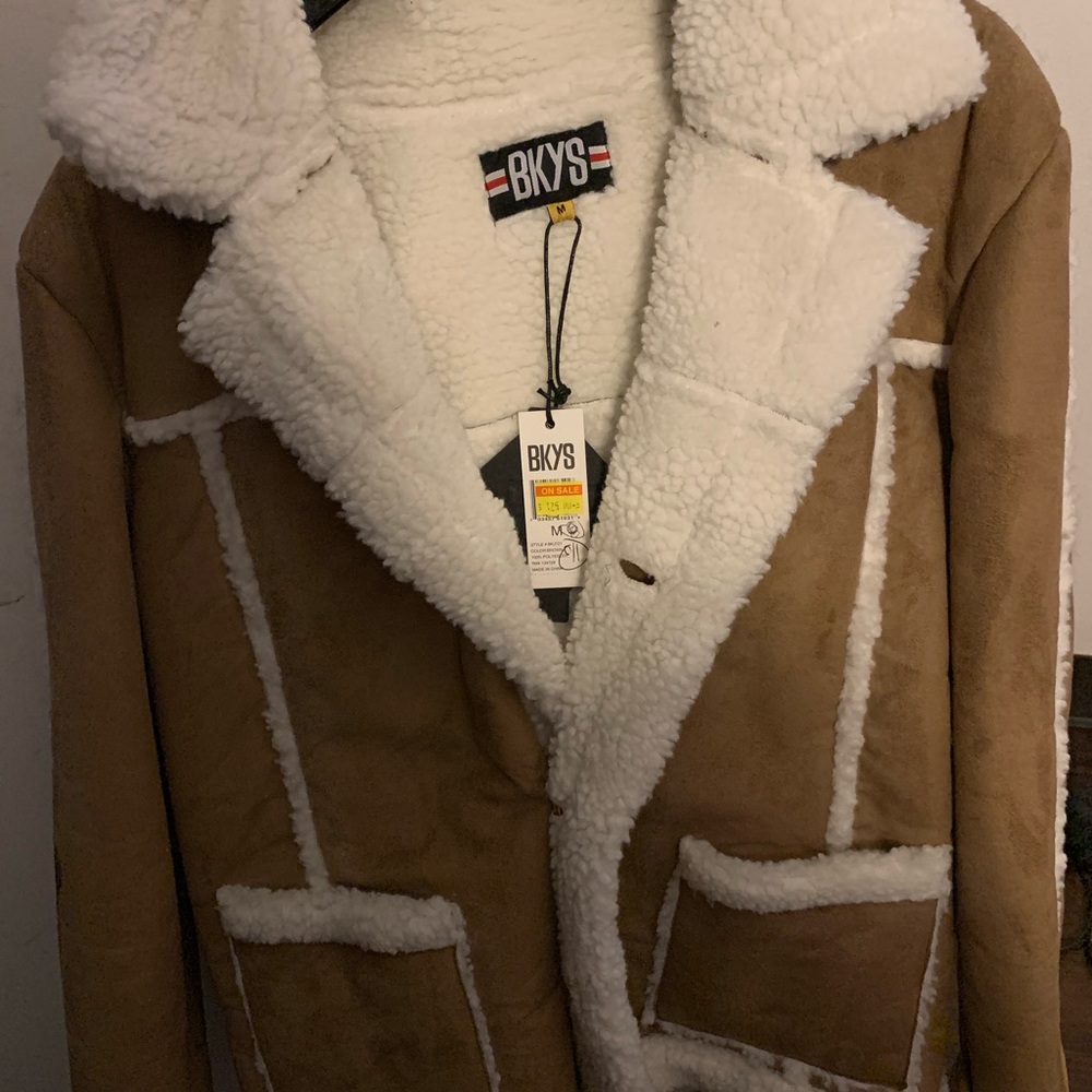 Faux Camel Colored Shearling Coat